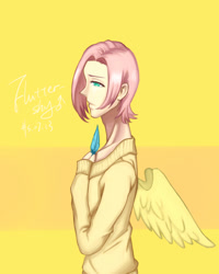 Size: 800x1000 | Tagged: safe, artist:konnosatsuki, butterscotch, fluttershy, human, humanized, rule 63, solo, winged humanization