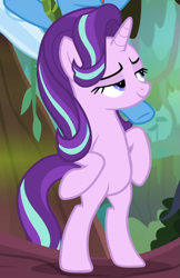 Size: 549x846 | Tagged: safe, screencap, starlight glimmer, pony, unicorn, road to friendship, bipedal, cropped, female, lidded eyes, offscreen character, solo focus