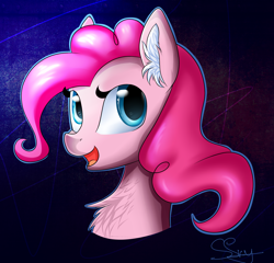 Size: 1844x1769 | Tagged: safe, artist:snowsky-s, pinkie pie, earth pony, pony, bust, chest fluff, ear fluff, solo