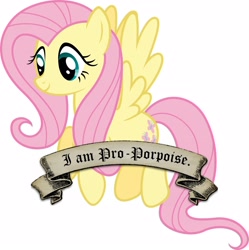 Size: 1596x1600 | Tagged: safe, fluttershy, pegasus, pony, image macro, meme, mouthpiece, old banner, parody, photoshop, porpoise, solo