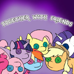 Size: 1080x1080 | Tagged: safe, artist:derpington-m-hooves, derpibooru import, applejack, fluttershy, pinkie pie, rainbow dash, rarity, twilight sparkle, earth pony, pegasus, pony, unicorn, mane six, plushie