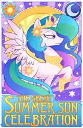 Size: 3300x5100 | Tagged: safe, artist:php92, princess celestia, alicorn, pony, female, horn, mare, multicolored mane, solo, summer sun celebration, white coat