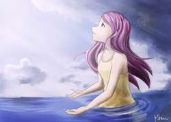 Size: 1024x731 | Tagged: safe, artist:kprovido, fluttershy, human, humanized, solo