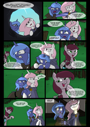 Size: 1240x1754 | Tagged: safe, artist:lunarcakez, princess celestia, princess luna, oc, alicorn, pony, comic:the origins of hollow shades, comic, pink-mane celestia, well, younger