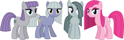 Size: 8998x2938 | Tagged: safe, artist:claritea, limestone pie, marble pie, maud pie, pinkie pie, earth pony, pony, absurd resolution, cutie mark, pie sisters, pinkamena diane pie, simple background, transparent background, vector