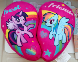 Size: 1280x1024 | Tagged: safe, derpibooru import, rainbow dash, twilight sparkle, twilight sparkle (alicorn), alicorn, pony, female, heart, heart pillow, irl, mare, merchandise, photo, pillow