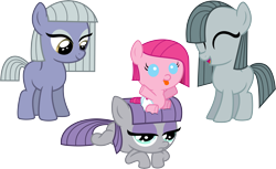 Size: 8501x5210 | Tagged: safe, artist:claritea, limestone pie, marble pie, maud pie, pinkie pie, earth pony, pony, 5-year-old, absurd resolution, baby, baby pie, baby pony, diaper, filly, foal, pie sisters, pinkamena diane pie, pony hat, simple background, transparent background, vector