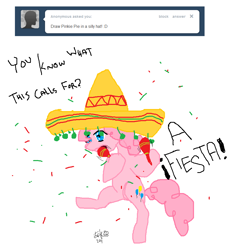 Size: 890x970 | Tagged: safe, pinkie pie, earth pony, pony, ask, hat, solo, tumblr