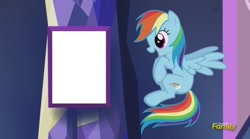 Size: 1220x677 | Tagged: safe, derpibooru import, screencap, rainbow dash, pegasus, pony, castle sweet castle, exploitable meme, meme, picture, rainbow dash's picture, template