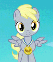 Size: 248x290 | Tagged: safe, screencap, derpy hooves, pony, parental glideance, animated, cropped, derp, female, filly, filly derpy, fridge horror, gif, medal, solo, the implications are horrible, time lapse, unfortunate implications, what the fuck hasbro, younger