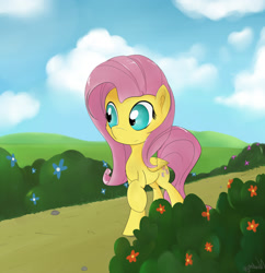 Size: 1280x1323 | Tagged: safe, artist:nintonbp, fluttershy, pegasus, pony, female, mare, pink mane, solo, yellow coat