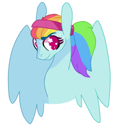 Size: 424x461 | Tagged: safe, artist:riisusparkle, derpibooru import, rainbow dash, pegasus, pony, alternate hairstyle, headband, solo, sweat