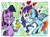 Size: 1280x951 | Tagged: safe, artist:grotezco, derpibooru import, rainbow dash, rarity, twilight sparkle, twilight sparkle (alicorn), alicorn, pegasus, pony, semi-anthro, unicorn, the end in friend, aphrodisiac, embrace, evil grin, eyes closed, female, floating heart, grin, heart, kissing, lesbian, lesbian dash, lesbianity, looking at you, mare, raridash, shipping, smiling