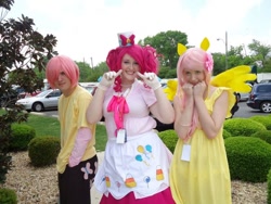 Size: 720x540 | Tagged: safe, artist:eyeoffate, artist:raeraecosplay, fluttershy, pinkie pie, human, cosplay, irl, irl human, photo