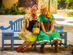 Size: 2048x1558 | Tagged: safe, artist:noflutter, applejack, granny smith, human, cosplay, irl, irl human, photo