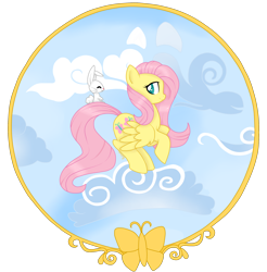 Size: 2100x2135 | Tagged: safe, artist:ashourii, angel bunny, fluttershy, pegasus, pony, female, mare