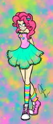 Size: 273x631 | Tagged: safe, artist:rainbowdash-swag, pinkie pie, human, clothes, converse, humanized, shoes, socks, solo, striped socks