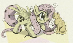 Size: 1890x1124 | Tagged: safe, artist:lulilulilaj, fluttershy, cat, pegasus, pony, bowl, eating, feeding, red, solo