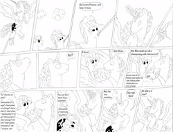 Size: 2364x1809 | Tagged: safe, artist:dreamactualizer, applejack, pinkie pie, earth pony, pony, comic, monochrome