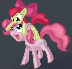 Size: 771x731 | Tagged: safe, artist:cocolli, apple bloom, pinkie pie, earth pony, pony, duo, playing