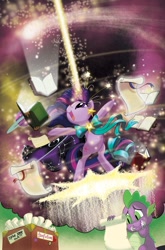 Size: 800x1213 | Tagged: safe, artist:amy mebberson, derpibooru import, idw, spike, twilight sparkle, dragon, comic, cover