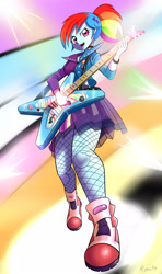 Size: 1777x3010 | Tagged: safe, artist:ryou14, derpibooru import, rainbow dash, equestria girls, friendship through the ages, rainbow rocks, fishnet stockings, rainbow punk, solo