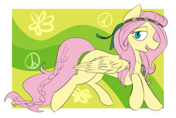 Size: 1600x1078 | Tagged: safe, artist:estrill, fluttershy, pegasus, pony, female, hippieshy, mare, solo