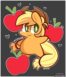 Size: 590x690 | Tagged: safe, artist:betovickers, applejack, earth pony, pony, bipedal, chibi, cutie mark, solo, style emulation