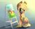 Size: 900x750 | Tagged: safe, artist:dzmaylon, apple bloom, applejack, earth pony, pony, messy, paint, paint in hair, painting, sitting