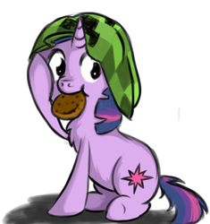 Size: 1000x1062 | Tagged: safe, artist:geneticanomaly, derpibooru import, twilight sparkle, cookie, creeper, cute, filly, minecraft, solo