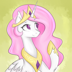 Size: 1100x1100 | Tagged: safe, artist:jovalic, princess celestia, alicorn, pony, pink mane, pink-mane celestia, solo