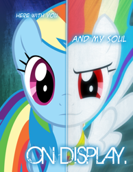 Size: 600x773 | Tagged: safe, artist:tehjadeh, derpibooru import, rainbow dash, pegasus, pony, daiki kasho, element of loyalty, elements of harmony, gran turismo, song reference, soul on display, super rainbow dash, two sided posters