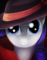 Size: 1594x2038 | Tagged: safe, artist:jphyperx, rarity, pony, unicorn, detective, hat, solo