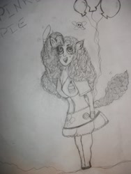 Size: 3000x4000 | Tagged: safe, artist:drenelttil, pinkie pie, anthro, human facial structure, traditional art