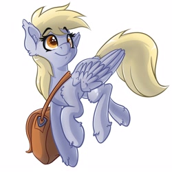 Size: 4000x4000 | Tagged: safe, artist:witchtaunter, derpy hooves, pegasus, pony, colored pupils, cute, derpabetes, ear fluff, female, fluffy, mailbag, mare, simple background, smiling, solo, white background