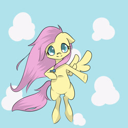 Size: 3000x3000 | Tagged: safe, artist:skune, fluttershy, pegasus, pony, cloud, cloudy, cute, flying, solo