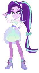 Size: 310x576 | Tagged: safe, artist:foreverbunkey123, artist:selenaede, starlight glimmer, equestria girls, base used, boots, clothes, dress, high heel boots, pantyhose, ponied up, ponytail, shoes, skirt, solo, super ponied up