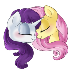 Size: 1024x1024 | Tagged: safe, artist:rue-willings, fluttershy, rarity, pegasus, pony, unicorn, cute, female, flarity, lesbian, shipping