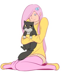 Size: 827x965 | Tagged: safe, artist:py-bun, fluttershy, cat, human, humanized