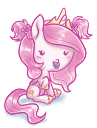 Size: 646x850 | Tagged: safe, artist:mcponyponypony, princess celestia, alicorn, pony, baby, baby celestia, baby pony, cute, cutelestia, filly, pacifier, solo