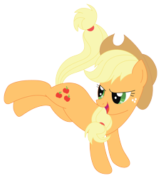 Size: 900x995 | Tagged: safe, artist:daieny, applejack, earth pony, pony, cute, kicking, looking back, simple background, solo