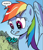 Size: 370x429 | Tagged: safe, artist:pencils, derpibooru import, idw, rainbow dash, pegasus, pony, spoiler:comic, spoiler:comic70, cropped, female, gulp, mare, nervous, official comic, solo, speech bubble