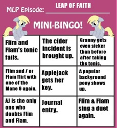 Size: 461x504 | Tagged: safe, applejack, flam, flim, leap of faith, bingo, mini-bingo, no pony