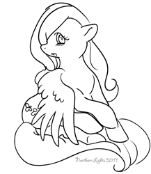 Size: 758x872 | Tagged: safe, artist:northernlightsmlp, fluttershy, pegasus, pony, female, mare, monochrome, solo