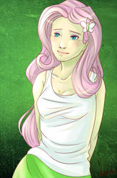 Size: 500x763 | Tagged: safe, artist:abusori, fluttershy, equestria girls, clothes, female, humanized, pink hair, solo