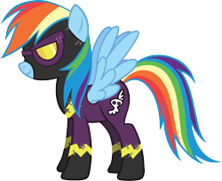 Size: 2861x2321 | Tagged: safe, derpibooru import, rainbow dash, pegasus, pony, castle creator, clothes, official, shadowbolt dash, shadowbolts costume, simple background, solo, transparent background, vector