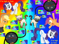 Size: 1280x960 | Tagged: safe, applejack, rarity, scootaloo, twilight sparkle, earth pony, pony, unicorn, 1000 hours in ms paint, don't hug me i'm scared, eva, getting real tired of your shit princess ava, ms paint, princess ava, puppy in my pocket, tony the talking clock, wat