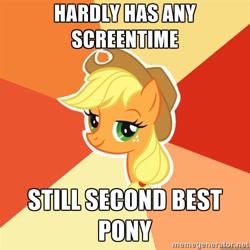 Size: 500x500 | Tagged: safe, applejack, earth pony, pony, bedroom eyes, best pony, exploitable meme, meme, op is a cuck, op is trying to start shit, solo, text