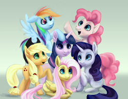 Size: 2000x1545 | Tagged: safe, artist:foxvanity, derpibooru import, applejack, fluttershy, pinkie pie, rainbow dash, rarity, twilight sparkle, earth pony, pegasus, pony, unicorn, mane six