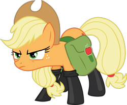 Size: 4956x4102 | Tagged: safe, artist:notlikelyanartist, applejack, earth pony, pony, absurd resolution, clothes, determined, fireproof boots, saddle bag, simple background, socks, solo, transparent background, vector